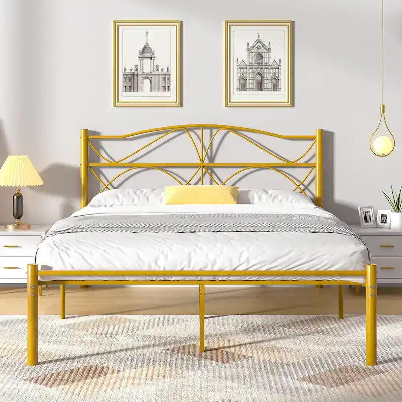 VECELO Bed Frame with Headboard,Easy Set up- Twin/Full/Queen Size Bed