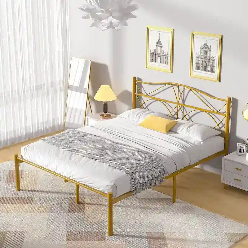 VECELO Bed Frame with Headboard,Easy Set up- Twin/Full/Queen Size Bed