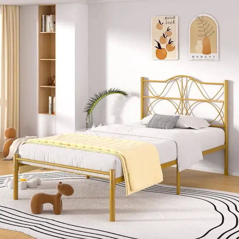 VECELO Bed Frame with Headboard,Easy Set up- Twin/Full/Queen Size Bed