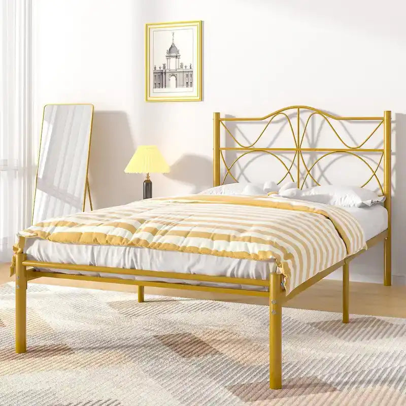 VECELO Bed Frame with Headboard,Easy Set up- Twin/Full/Queen Size Bed