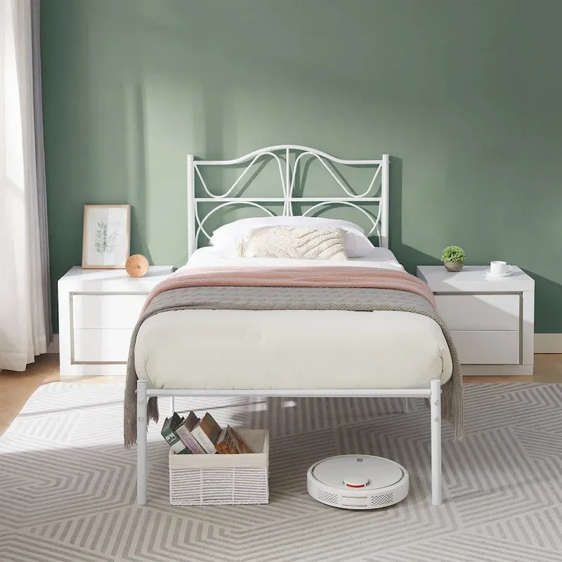 VECELO Bed Frame with Headboard,Easy Set up- Twin/Full/Queen Size Bed