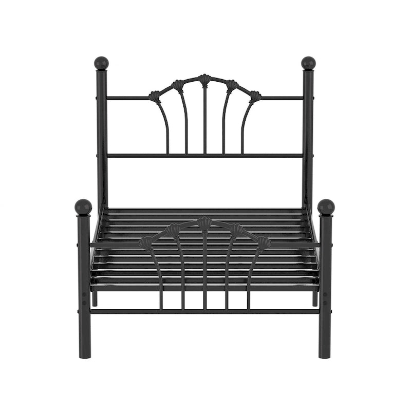 VECELO Classic Metal Platform Bed Frame, Twin Size Beds with Shell Style, Storage Space Under Bedframes, Kids Bed