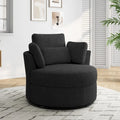 Upholstered Swivel Accent Chair with Wooden Tray Storage Ottoman