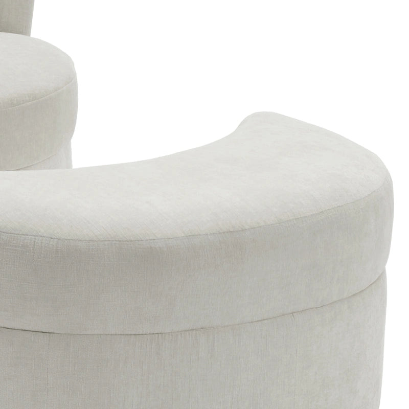 Upholstered Swivel Accent Chair with Wooden Tray Storage Ottoman