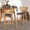 Tabourets de bar hauteur comptoir en tissu et bois Gris/Chêne Naturel/Marron Clair : Revêtement en polyester, Structure en caoutchouc