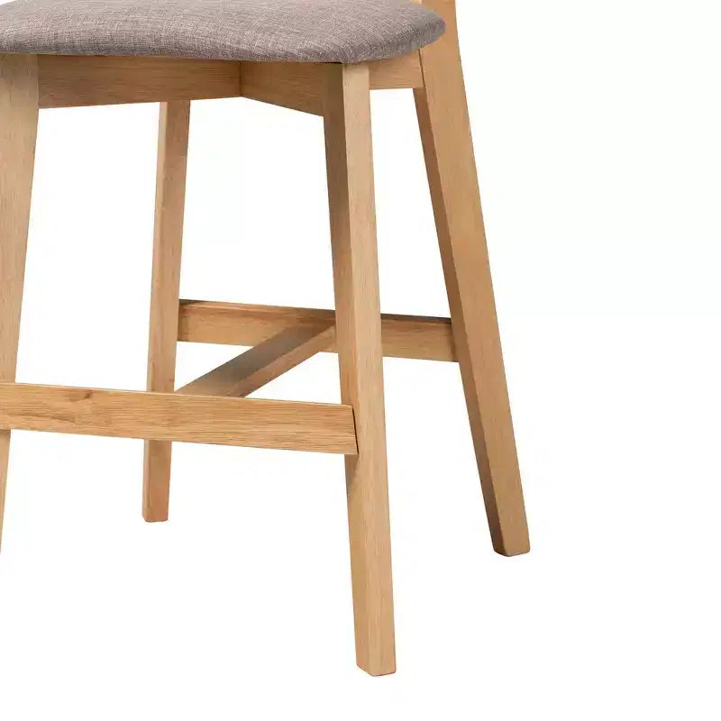 Tabourets de bar hauteur comptoir en tissu et bois Gris/Chêne Naturel/Marron Clair : Revêtement en polyester, Structure en caoutchouc