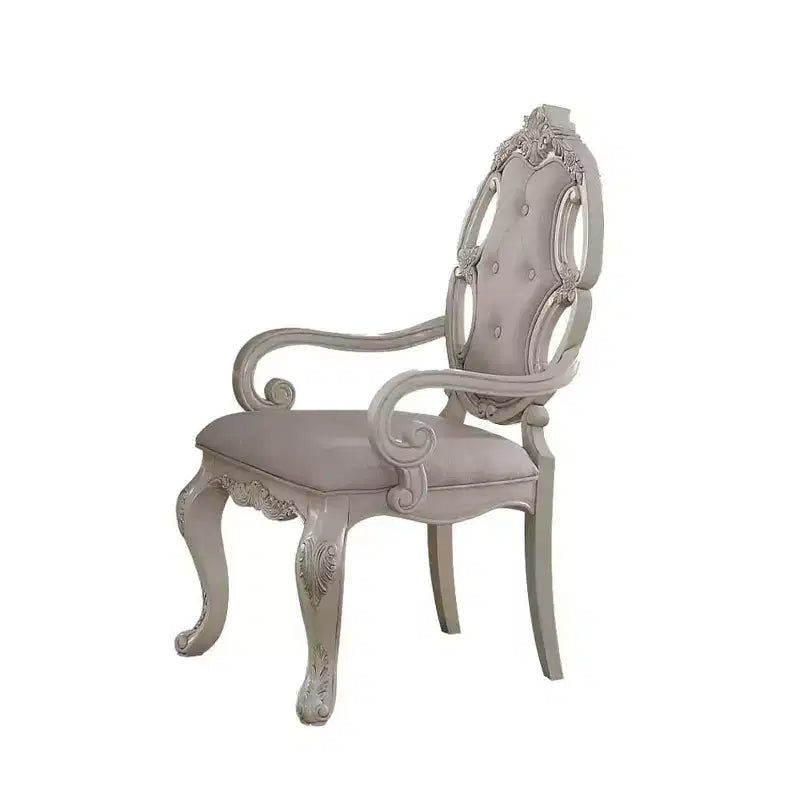 23" Ragenardus Dining Chair Fabric and Antique White Finish - Acme Furniture