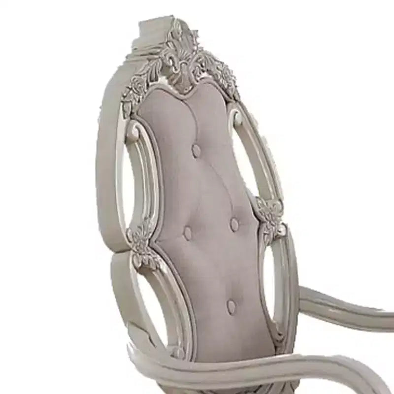 Tissu de chaise de salle à manger et finition blanc antique