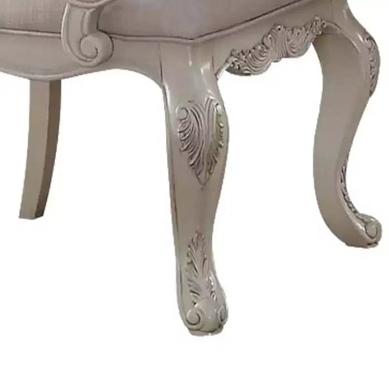 Tissu de chaise de salle à manger et finition blanc antique