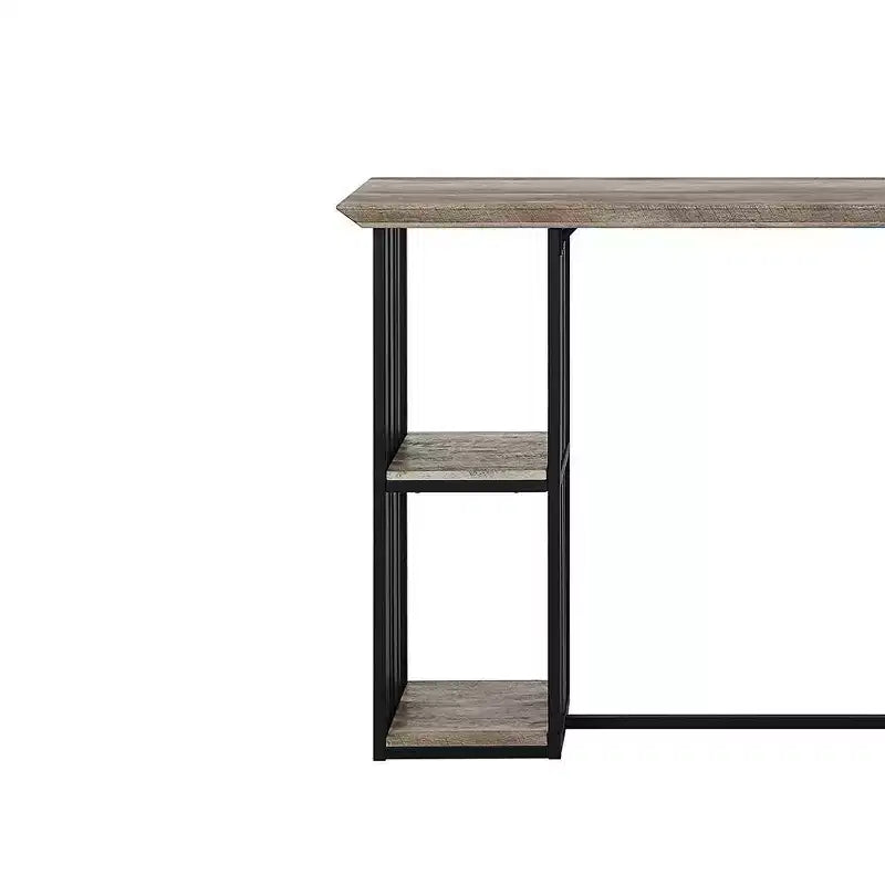 Table à manger en chêne antique, finition noir sable : Piètement central robuste en métal, 2 places