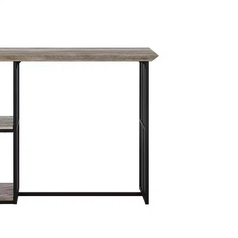 Table à manger en chêne antique, finition noir sable : Piètement central robuste en métal, 2 places