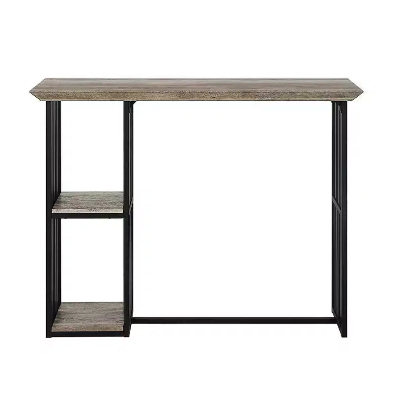 Table à manger en chêne antique, finition noir sable : Piètement central robuste en métal, 2 places