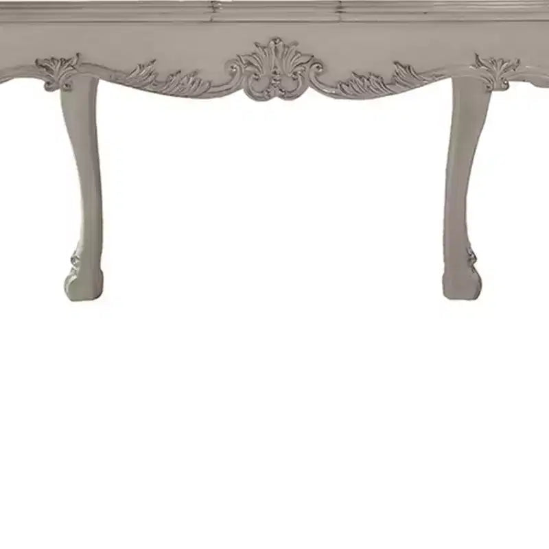 Table à manger, finition blanc cassé, carrée, 8 places, structure en résine