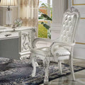 21" Dresden Accent Chair Synthetic Leather Bone White Finish - Acme Furniture: Tufted, No Assembly, Wood Composite Frame