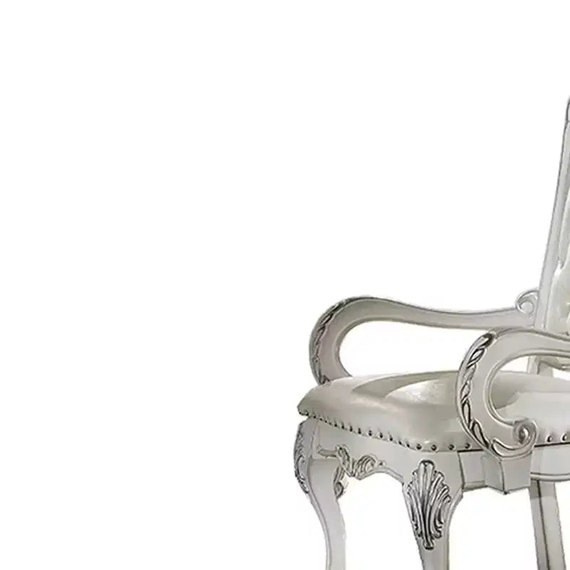 Fauteuil d'appoint en cuir synthétique, finition blanc cassé, capitonné, aucun assemblage requis, cadre en bois composite