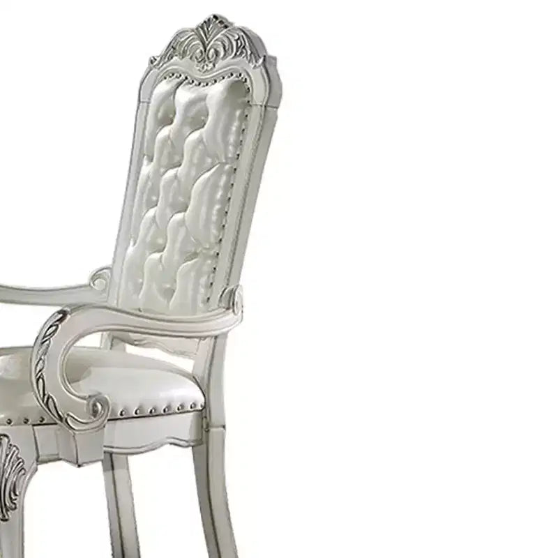 Fauteuil d'appoint en cuir synthétique, finition blanc cassé, capitonné, aucun assemblage requis, cadre en bois composite