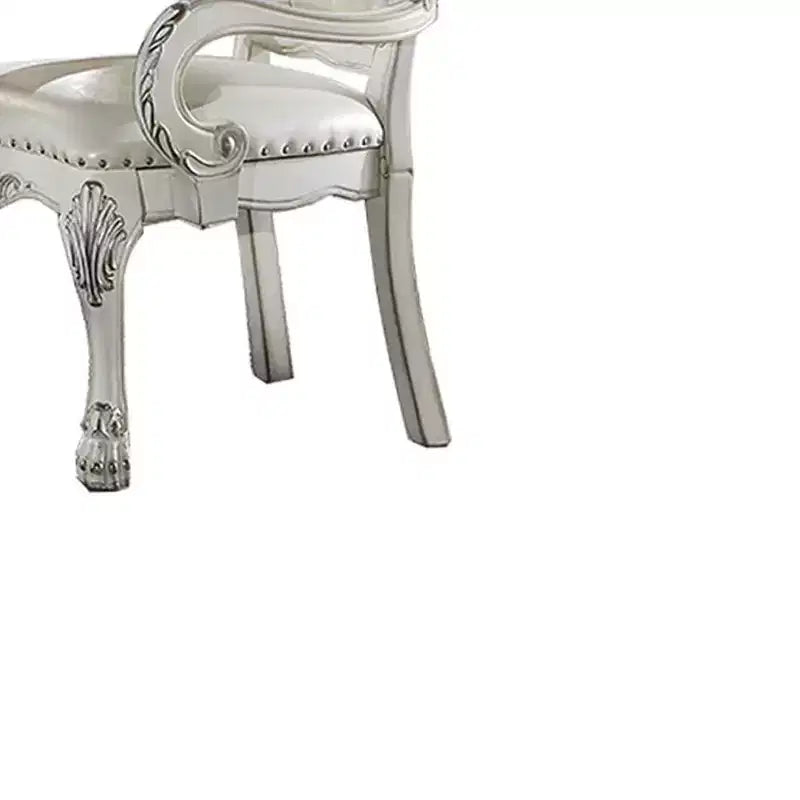 Fauteuil d'appoint en cuir synthétique, finition blanc cassé, capitonné, aucun assemblage requis, cadre en bois composite