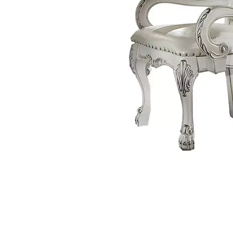 Fauteuil d'appoint en cuir synthétique, finition blanc cassé, capitonné, aucun assemblage requis, cadre en bois composite