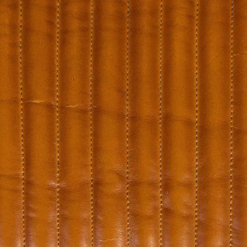Banc quadrillé en cuir marron : Cadre en bois de manguier, assemblage par un adulte, nettoyage des taches, forme rectangulaire