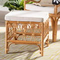 bali & pari Ibiza Rattan Footstool White/Light Honey: Upholstered Polyester, No Assembly Required