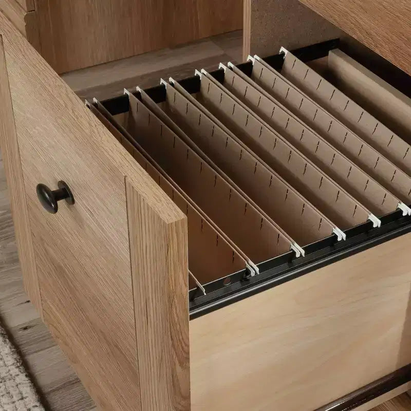 Bureau d'ordinateur en chêne Timber : Meuble de bureau de style vintage avec tiroir de rangement et cadre en MDF