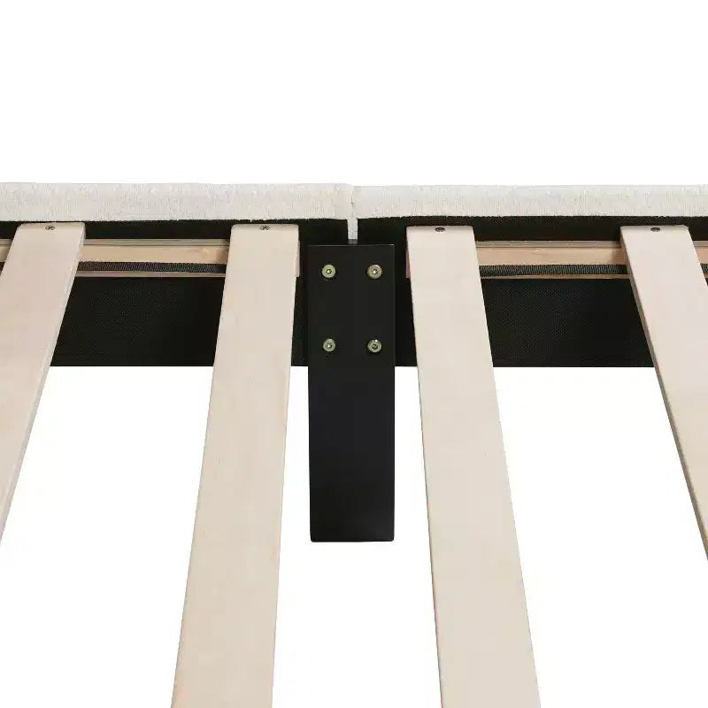 Lit plateforme capitonné en bouclette moderne avec oreilles Blanc