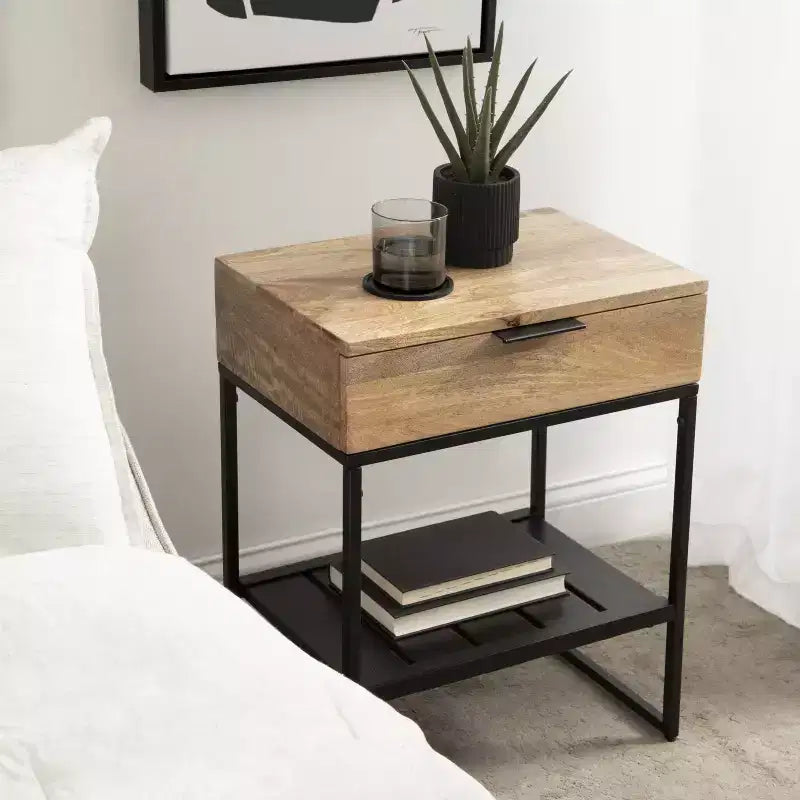 Table d'appoint en bois et métal