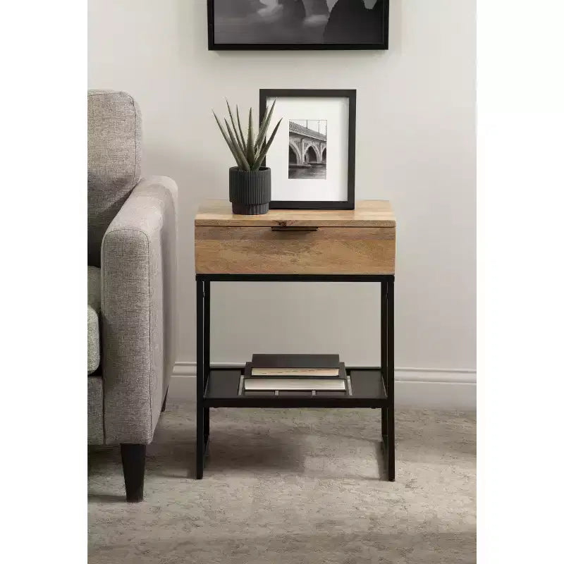 Table d'appoint en bois et métal