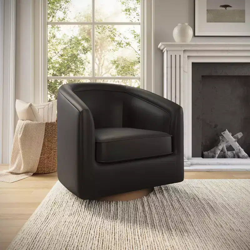 Fauteuil crapaud pivotant et capitonné