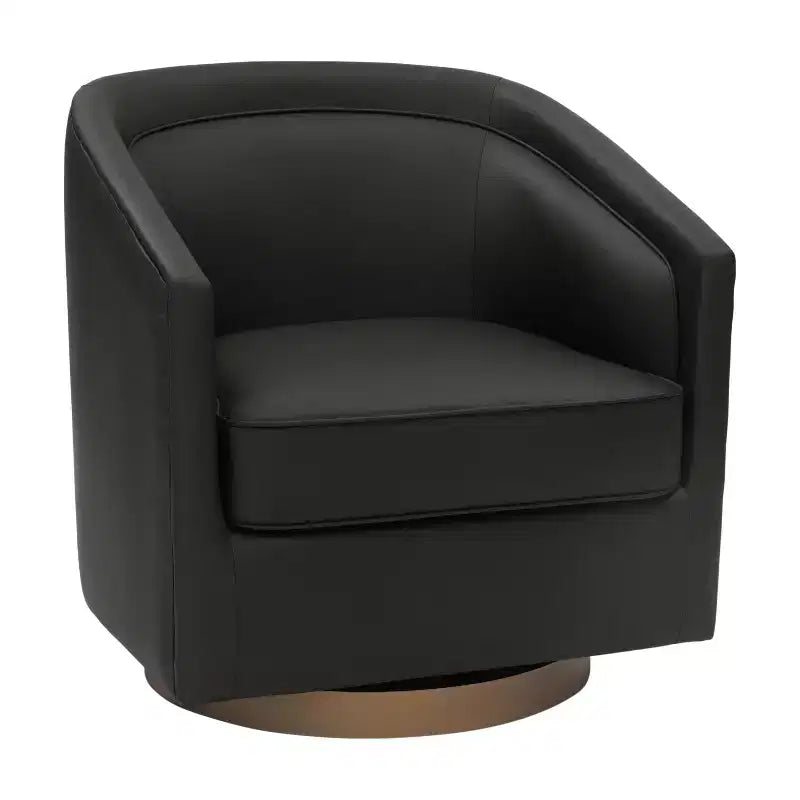 Emma and Oliver Club Style Barrel Accent Chair with 360 Degree Swivel Base and Sloped Armrests
