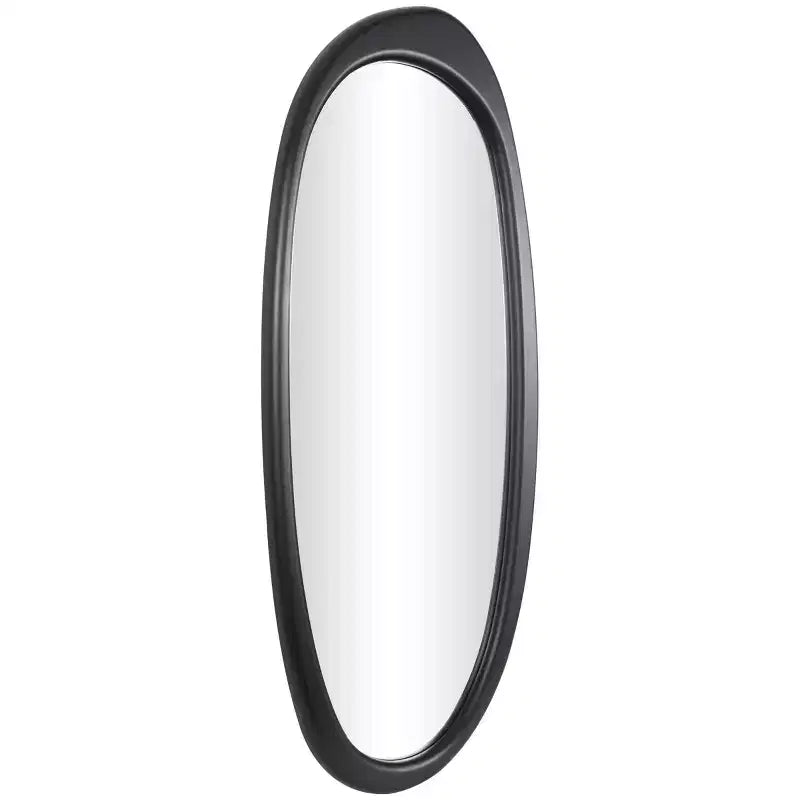 Miroir mural ovale abstrait en bois noir