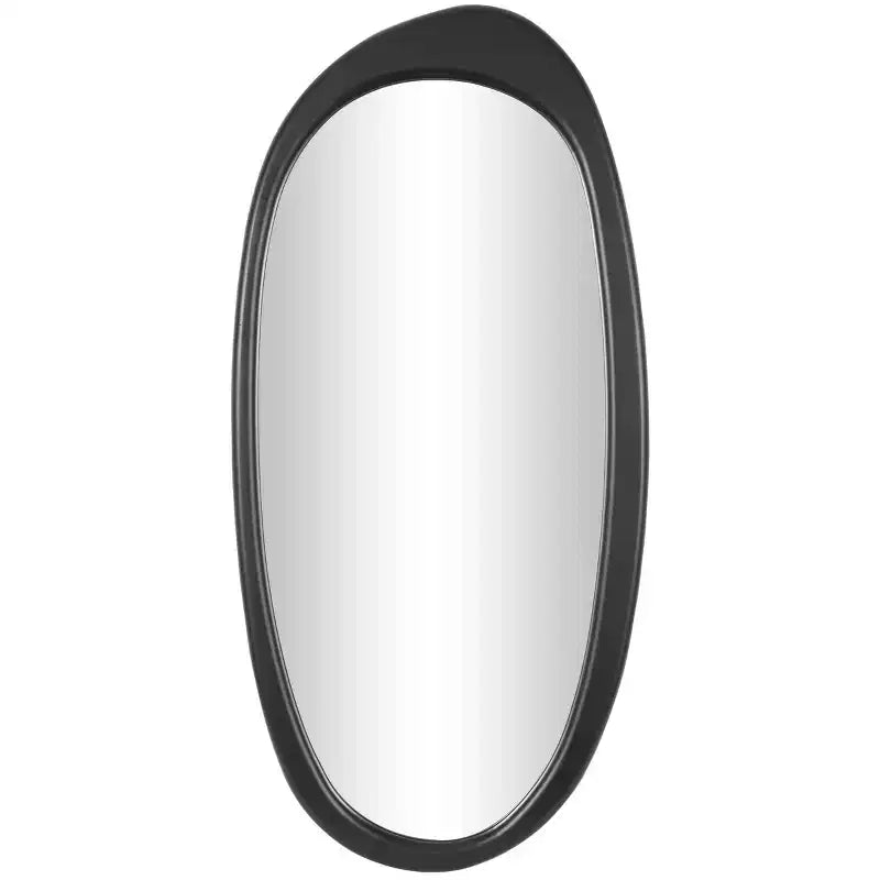 Miroir mural ovale abstrait en bois noir