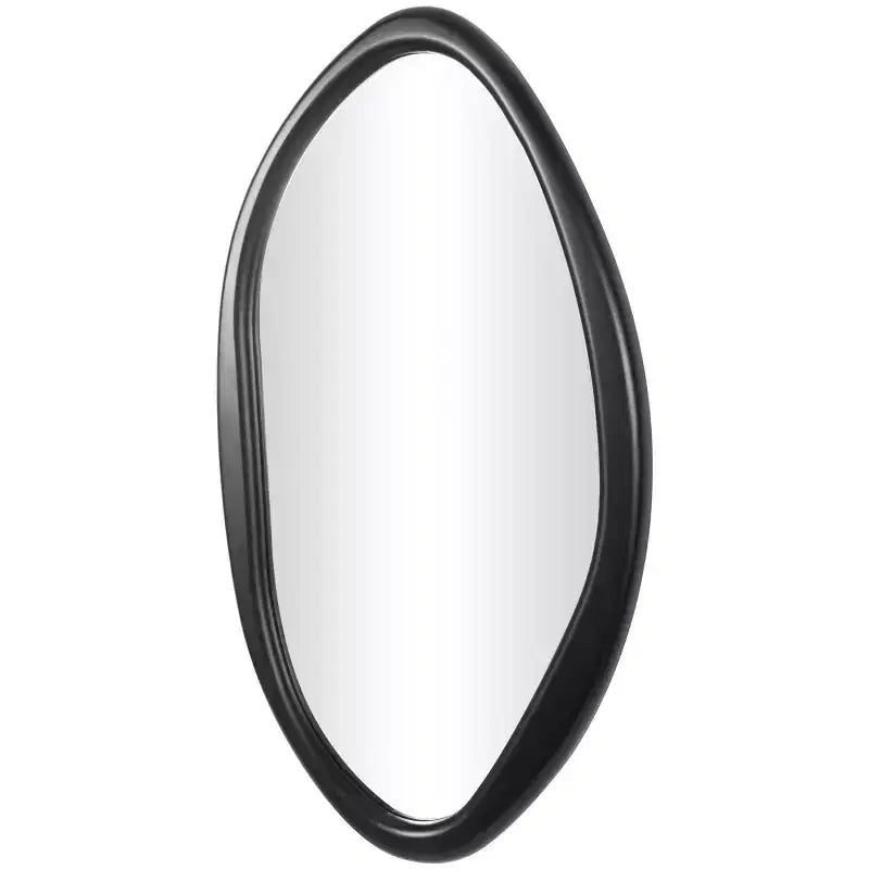 Miroir mural ovale abstrait en bois noir