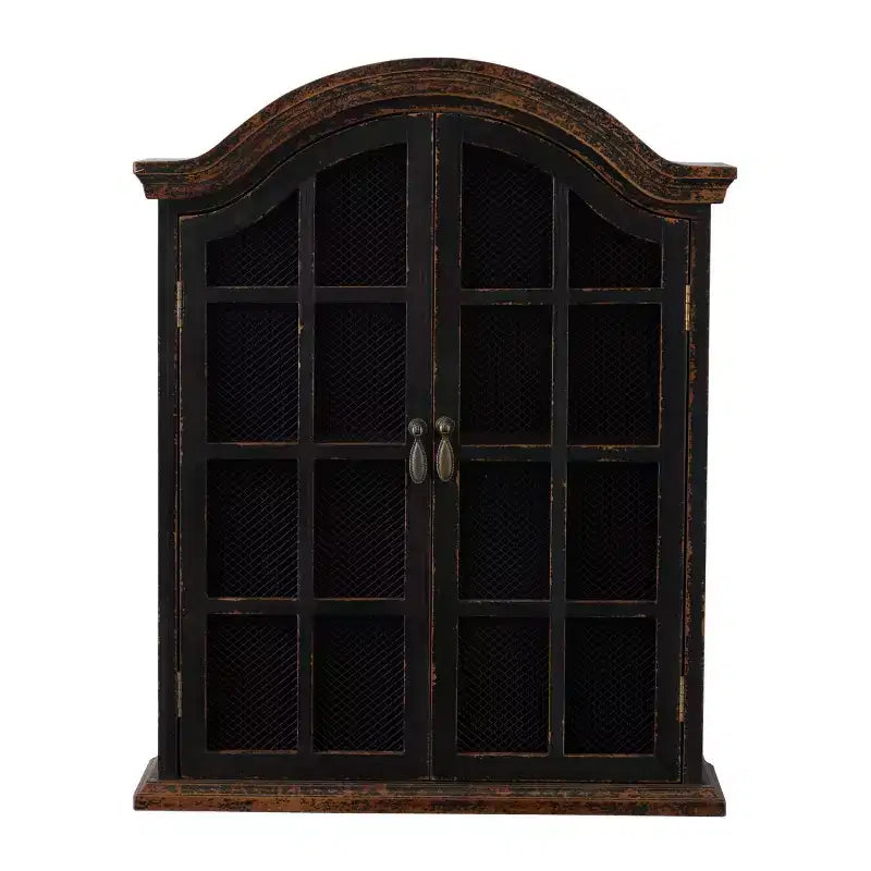 28x22 Traditional Wood Wall Shelf with Arched Shutter Doors - Olivia & May