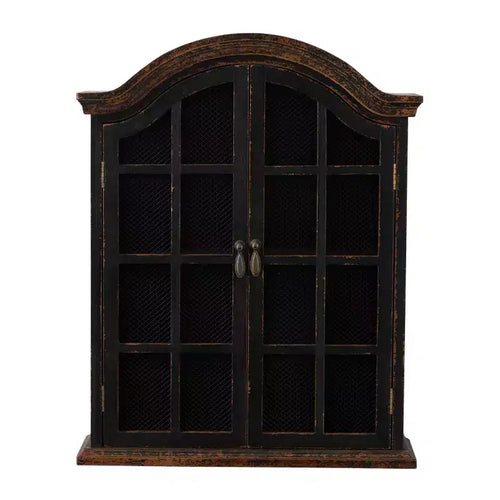 28x22 Traditional Wood Wall Shelf with Arched Shutter Doors - Olivia & May
