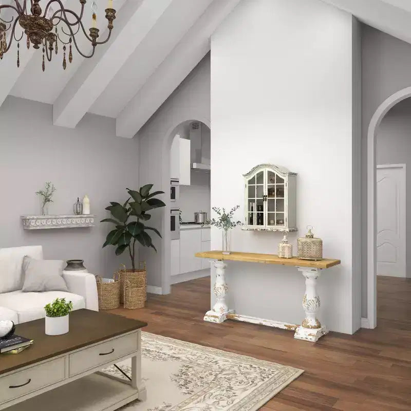 Étagère murale traditionnelle en bois 28x22 avec portes à volets arquées