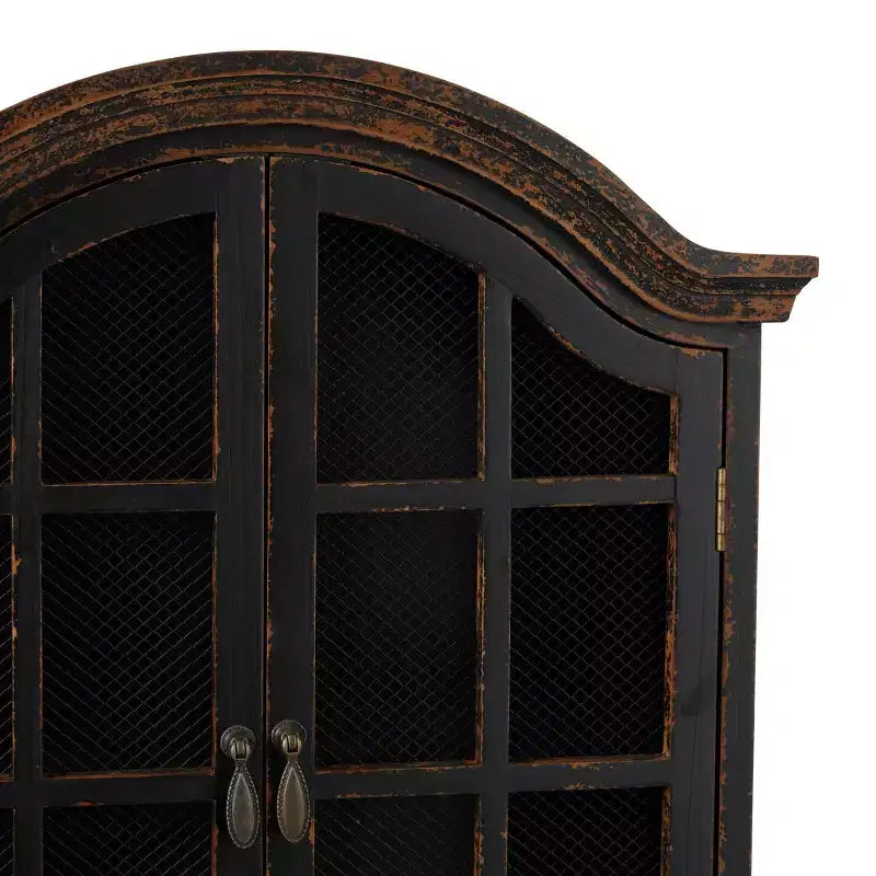 Étagère murale traditionnelle en bois 28x22 avec portes à volets arquées