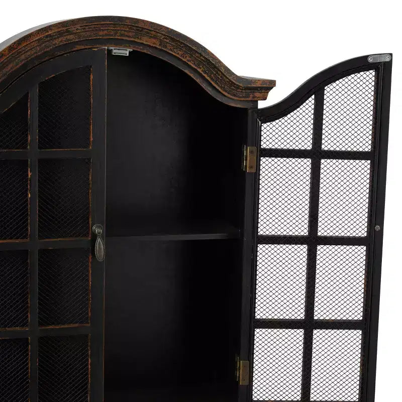 Étagère murale traditionnelle en bois 28x22 avec portes à volets arquées