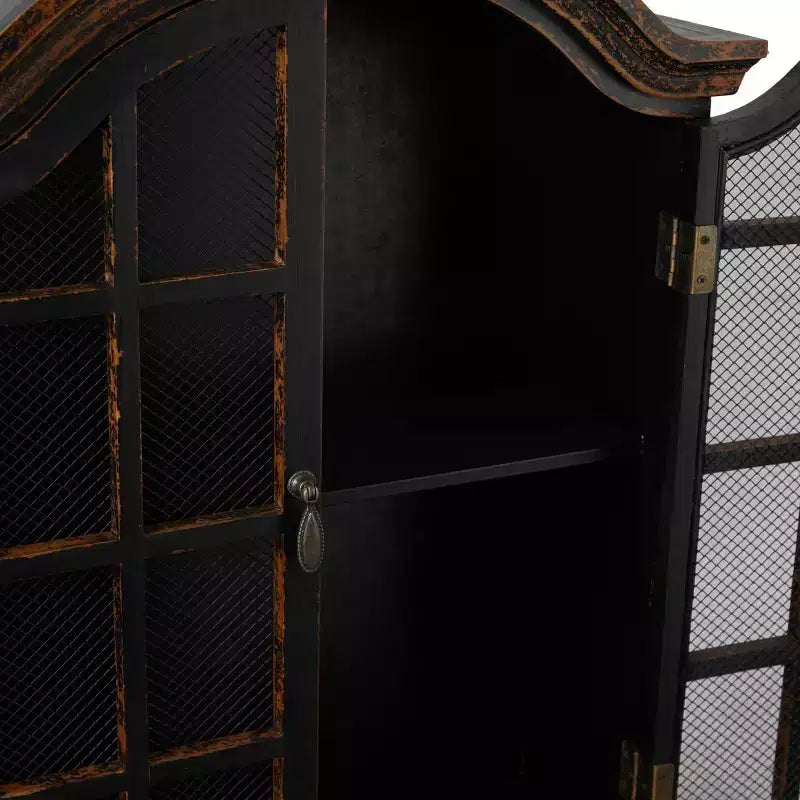 Étagère murale traditionnelle en bois 28x22 avec portes à volets arquées