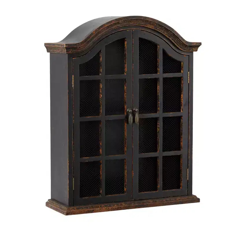 Étagère murale traditionnelle en bois 28x22 avec portes à volets arquées