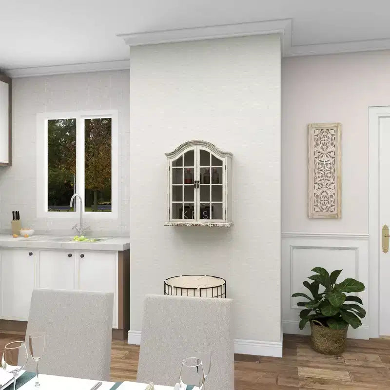 Étagère murale traditionnelle en bois 28x22 avec portes à volets arquées
