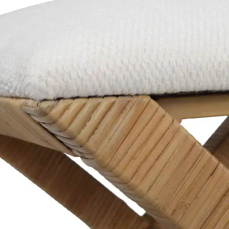 Banc en tissu blanc texturé, largeur 19 po