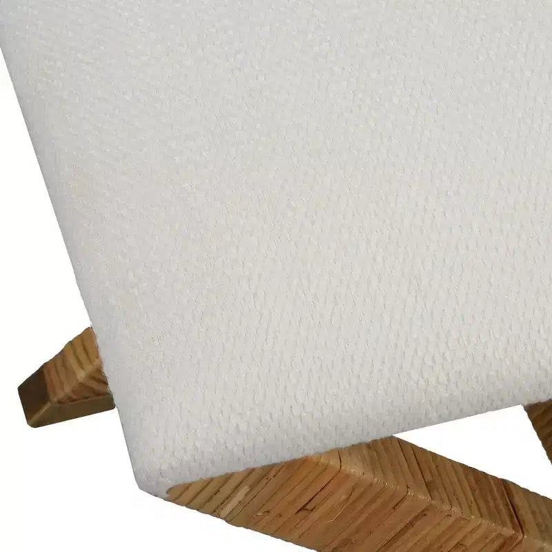 Banc en tissu blanc texturé, largeur 19 po