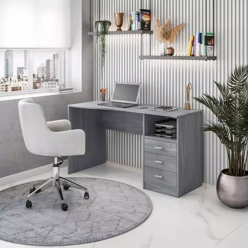 Bureau informatique classique avec tiroirs multiples