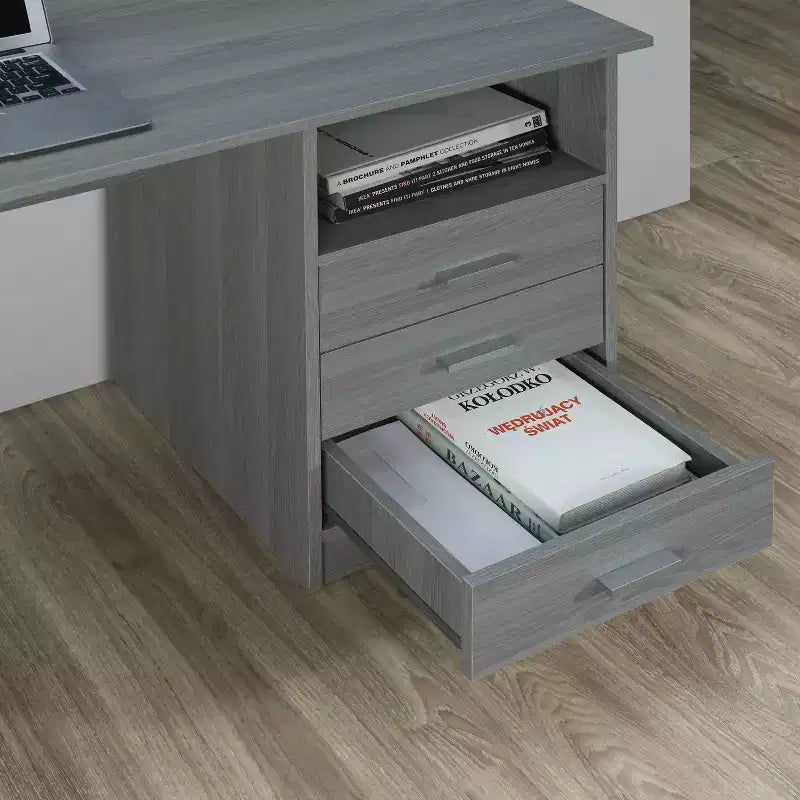 Bureau informatique classique avec tiroirs multiples