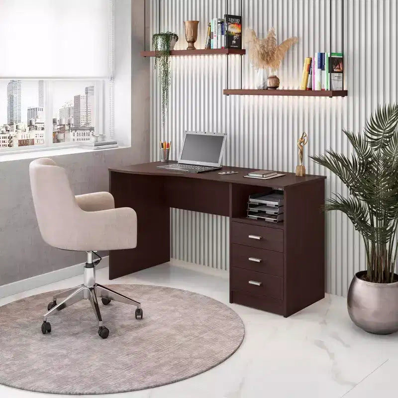Bureau informatique classique avec tiroirs multiples
