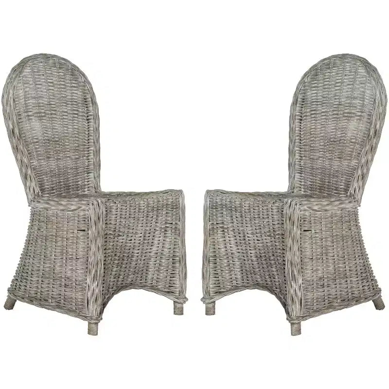 Idola 19 H Wicker Dining Chair (Set of 2) - SEA7004 - White Washed - Safavieh