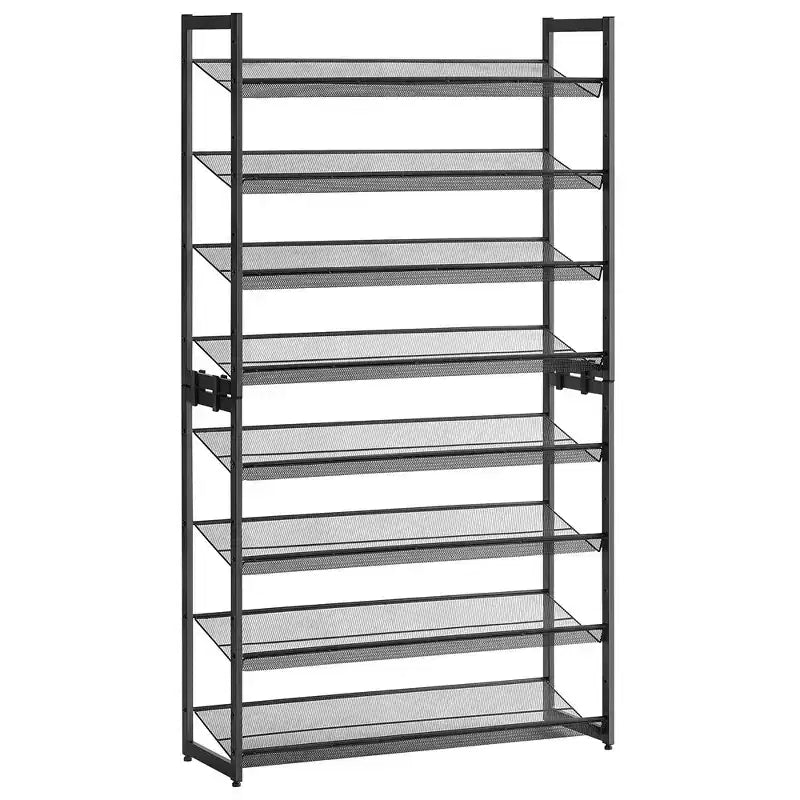 8-Tier Metal Shoe Rack, Adjustable Shelves Hold 32-40 Pairs, Set of 2 Stackable Shoe Organizers
