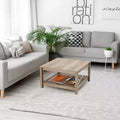 Table basse carrée de 31,5 pouces avec étagère de rangement inférieure, meubles de salon style ferme moderne, table d'appoint de bureau, beige