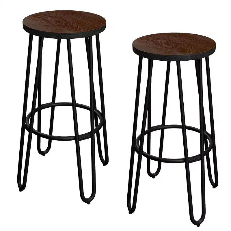 Lavish Home – Lot de 2 tabourets de bar à hauteur de comptoir – Tabourets de bar ronds en bois avec pieds en épingle